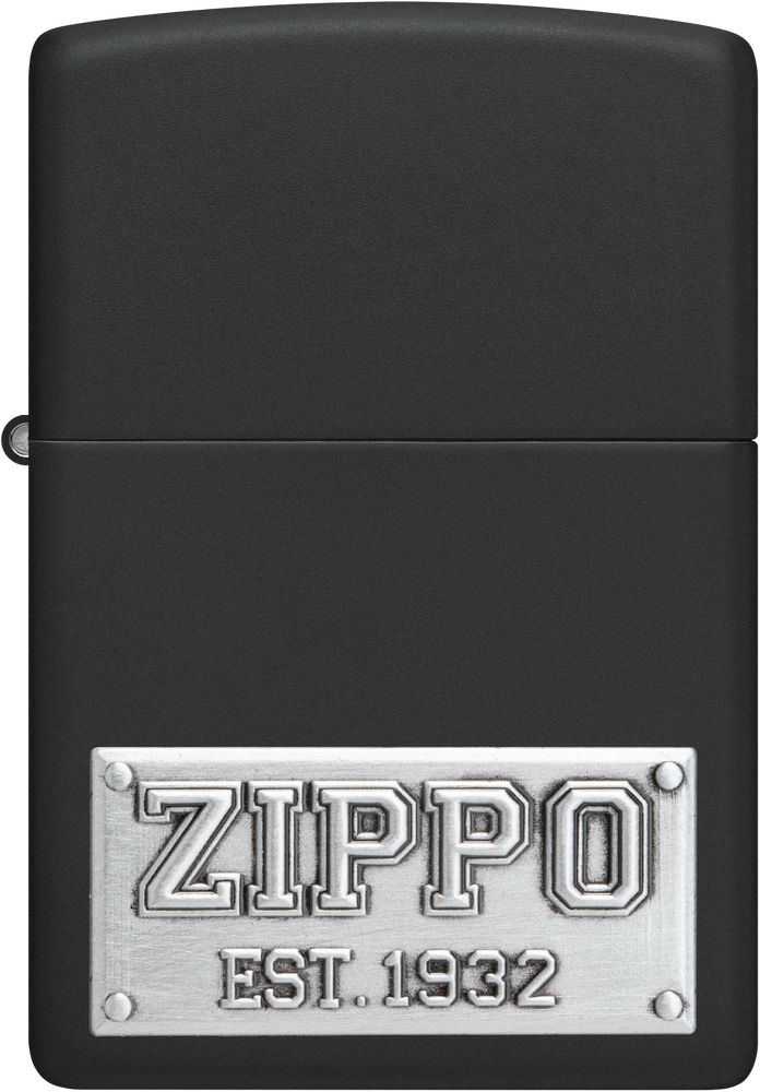 ZIP-48689 2024 Zippo License Plate Emblem Lighter, Black Matte