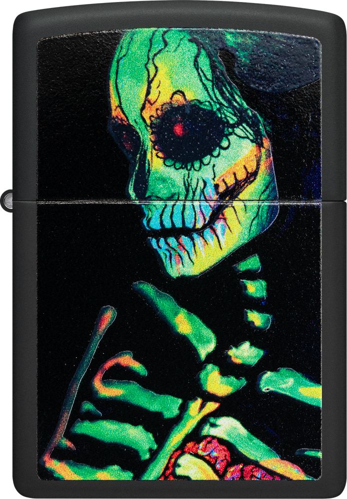 ZIP-48761 2024 Zippo 218 Glowing Skull Design Lighter, Black Matte