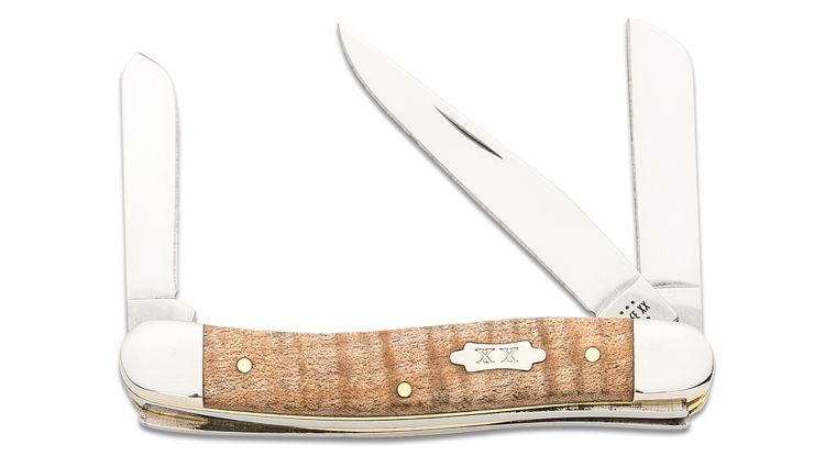 CAS-71232 2024t Natural Curly Maple Smooth Medium Stockman Knife with Tin