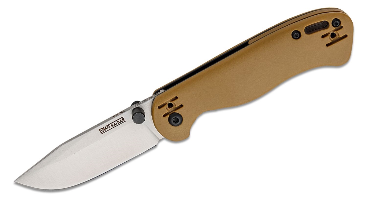 KAB-BK41 2025 Ka-Bar Becker Mini Folding Knife with Tan Pocket Clip & Phasing Out