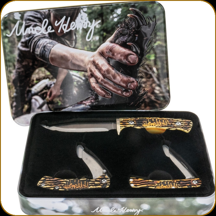 SCH-1157964 2022 Schrade Uncle Henry Fixed & Folder-Wolf Gift Set - 3 Piece