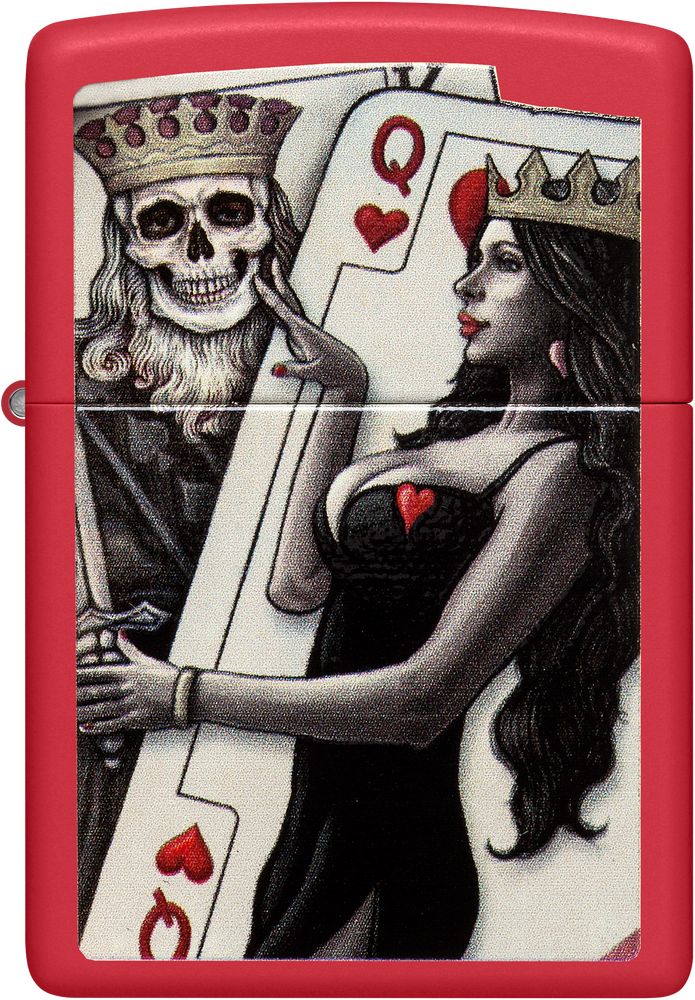 ZIP-48624 2024 Zippo Skull King Queen Beauty Lighter, Red Matte