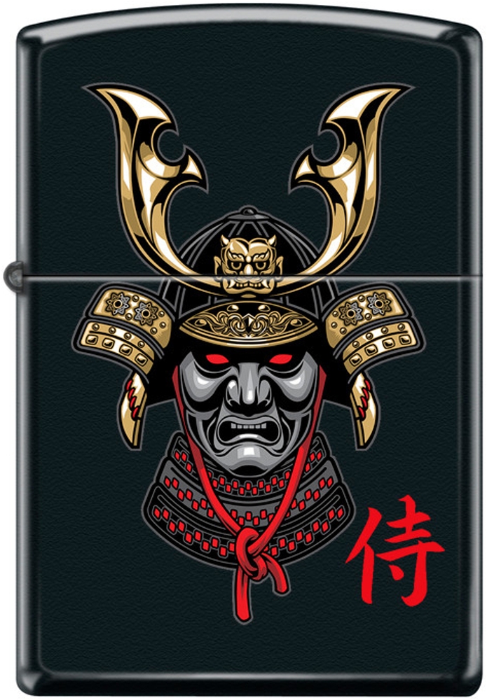 ZIP-218CI411237 2024 Zippo Samurai in Helmet Design Black Matte Old 49259 Lighter