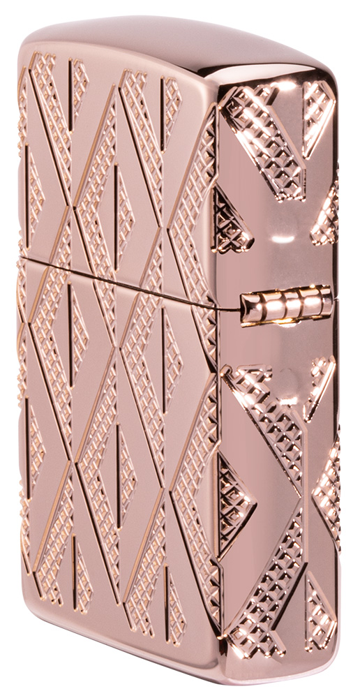 ZIP-49702 2024 Zippo Geometric Diamond Pattern Design Lighter, Rose Gold