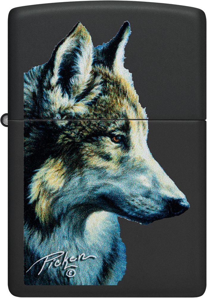 ZIP-48598 2024 Zippo Linda Picken Wolf Lighter, Black Matte