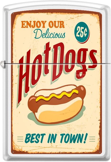 ZIP-214CI012173 2024 Zippo Custom Hot Dog Lighter, White Matte