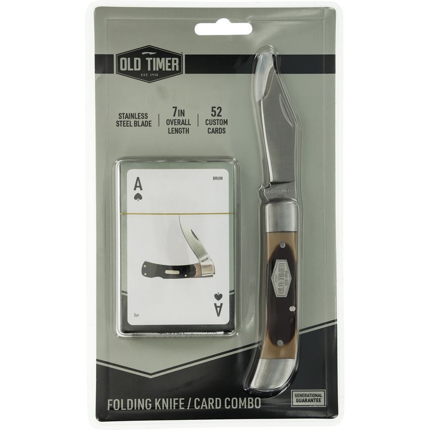 SCH-1188049 123OT 2022N Q3 Promo Schrade Old Timer Folder Folding Knife with Deck of Cards