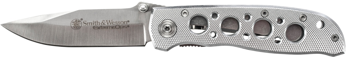 SAW-CK105H 2019 Smith & Wesson Extreme Ops Knife with Holes, Silver