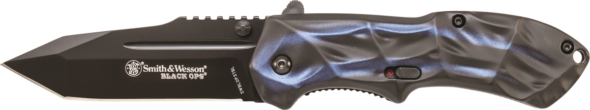 Picture of BTI Tools SAW-SWBLOP3TBL 2019 Smith & Wesson Ops 3 Tanto Blade with Handle&#44; Blue & Black
