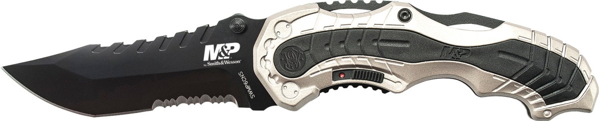 Picture of BTI Tools SAW-SWMP6CNS 2019 Smith & Wesson M&P MAGIC Assist Liner Lock 4034 Stainless Steel with 40 Percent Serrated Blade&#44; Champagne