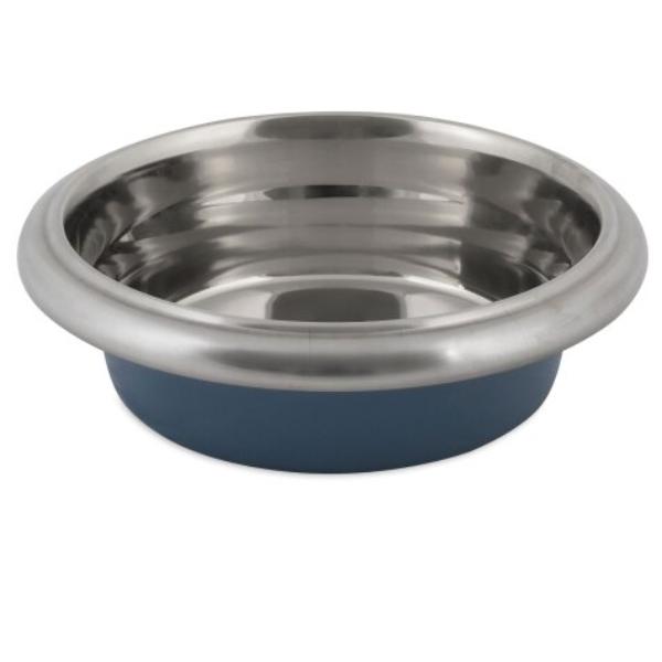 Picture of Petmate 34150 1.5 x 1.5 x 3.2 in. Easy Grip Stainless Steel Bowl&#44; Blue - 96 oz - 12 Cups