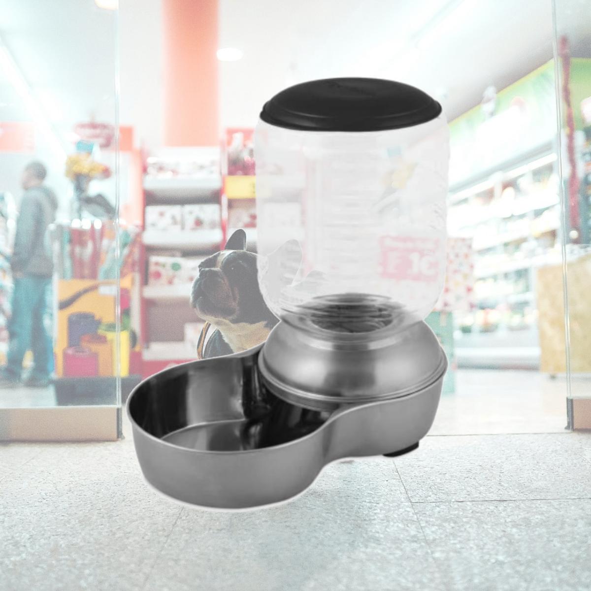 Picture of Petmate 44076 11.77 x 6.59 x 12.28 in. Replendish Stainless Gravity Feeder&#44; Silver - 5 lbs