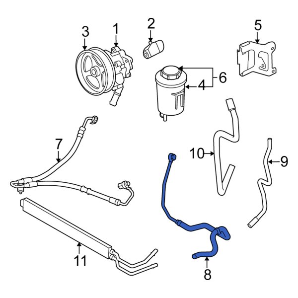 LR019279 Power Steering Hose for 2010-2012 Land Rover Range Rover