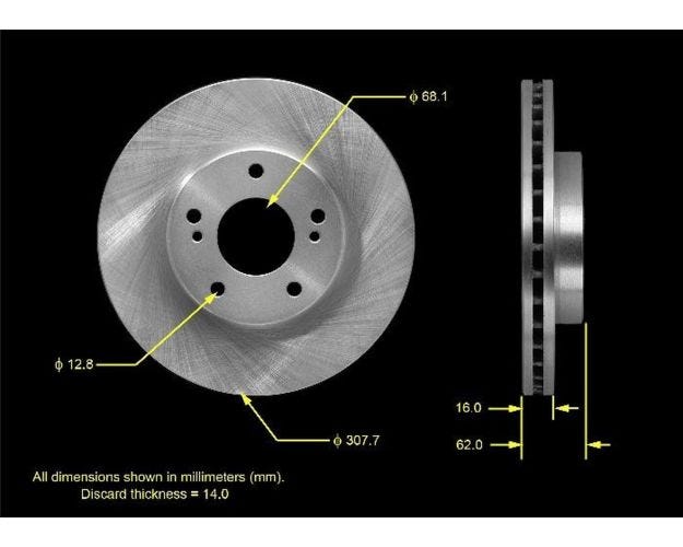 PRT5537 Disc Brake Rotor for 2011-2017 Nissan Quest - Rear