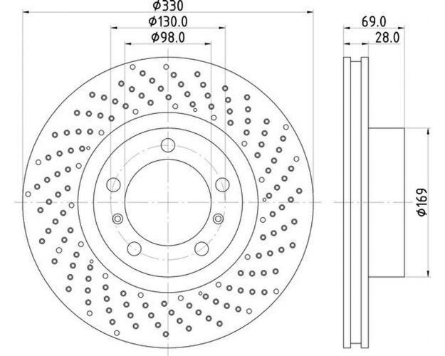 355125031 Disc Brake Rotor for 2015-2016 Porsche Cayman - Front Right