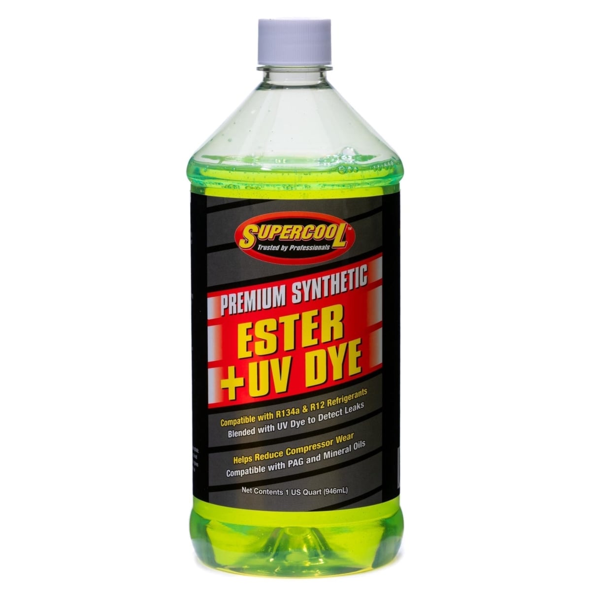 E32 Ester R12 & R134A Refrigerant Oil with Fluorescent Leak Detection Dye, 1 qt.