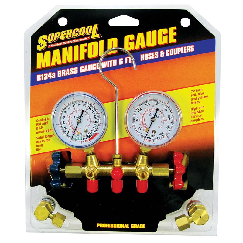 A/C Manifold Gauge,PSI and BAR,Brass
