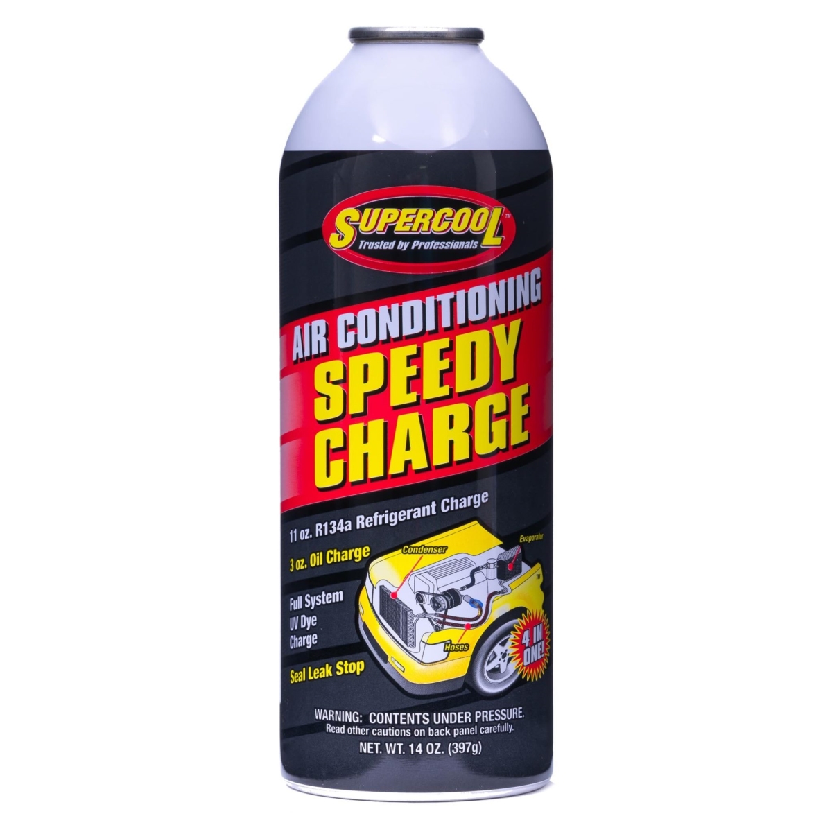 A/C 134a Charge and Ester Lubricant, 14 oz, Can, Green, Yellow