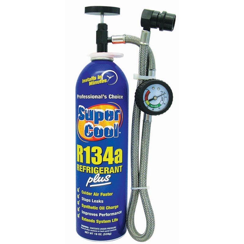 64823 R134A Plus 19 oz with Heavy Duty Charging Hose & Gauge