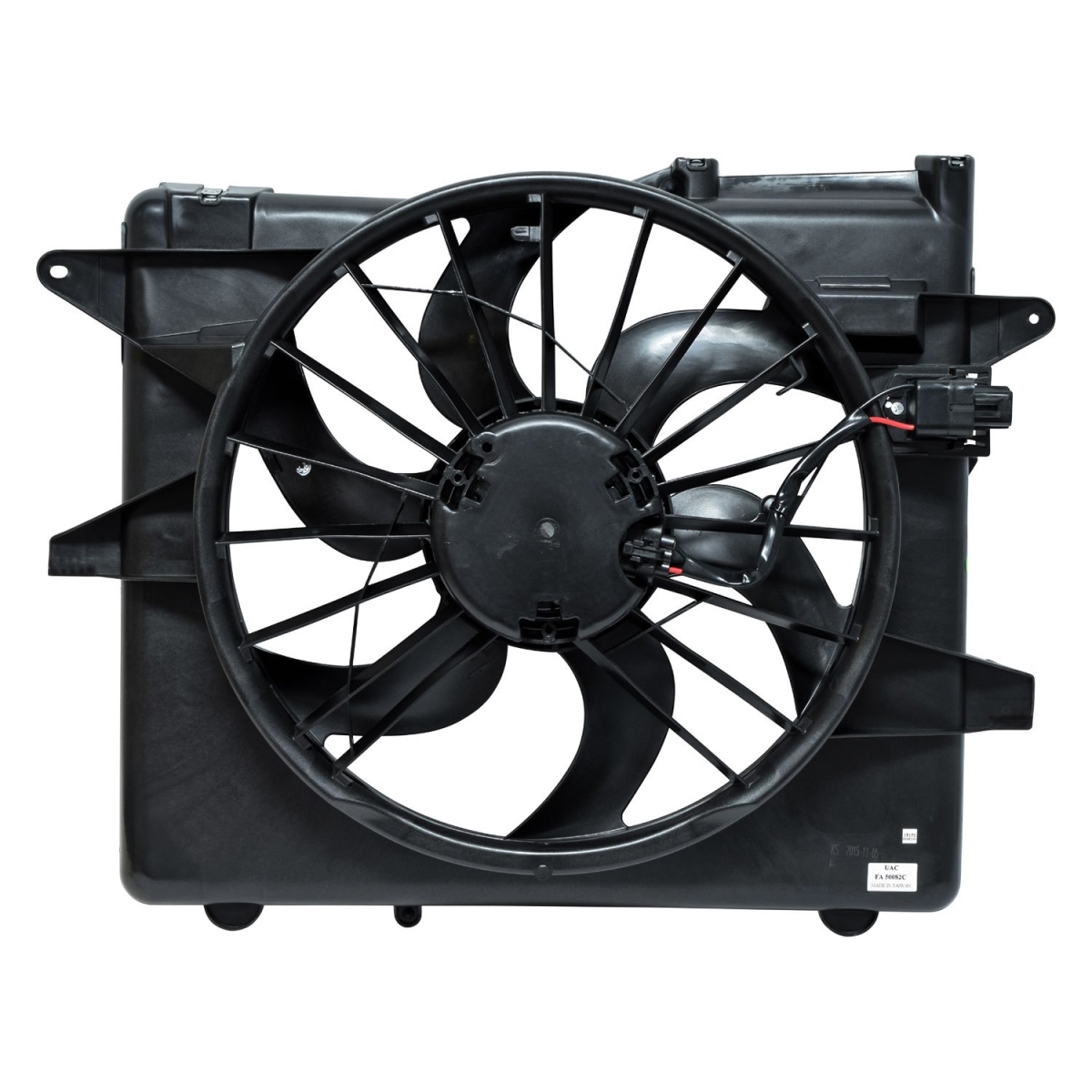 FA50082C Black Condenser & Radiator Fan Assembly for 2005-2010 Ford Mustang - Plastic
