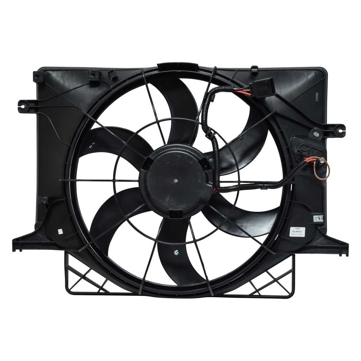 FA50101C Black Condenser & Radiator Fan Assembly for 2010-2012 Hyundai Genesis Coupe - Plastic