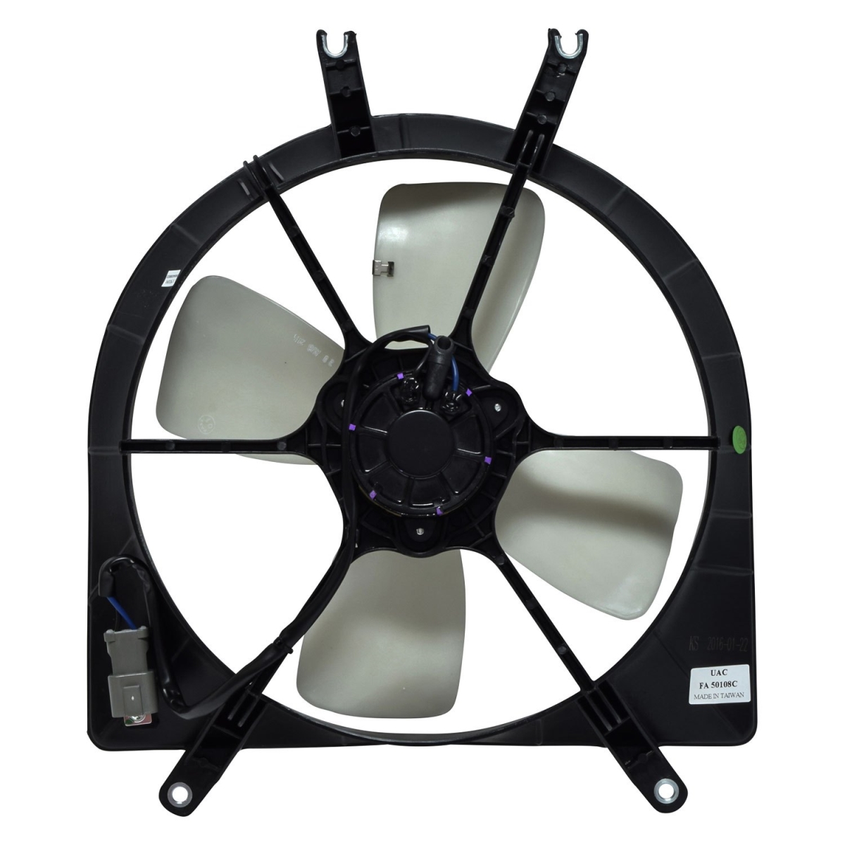 FA50108C White Condenser & Radiator Fan Assembly for 1992-1995 Honda Civic - Plastic