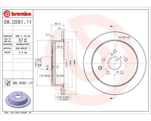 Disc Brake Rotor for 2014-2019 Toyota Highlander - Rear