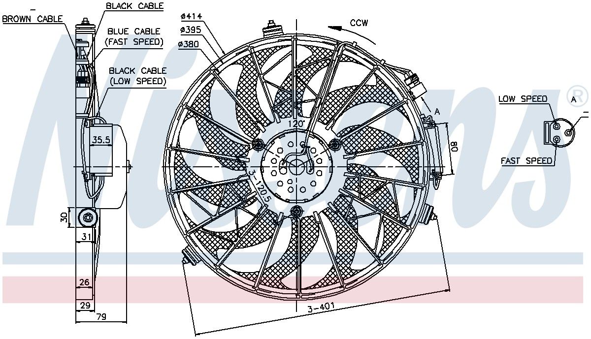 85648 A&C Condenser Fan Assembly for 1992-1995 BMW 525i