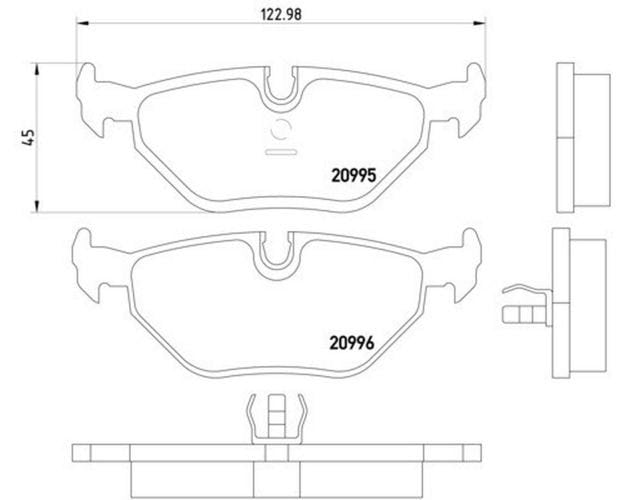 355007421 Disc Brake Pad Set for 1991-1993 BMW M5 - Rear