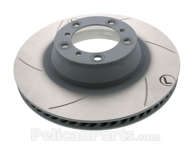 909383C Slotted Coated Rear Driver Side Brake Rotor for 2011-2013 Porsche 911 Turbo S