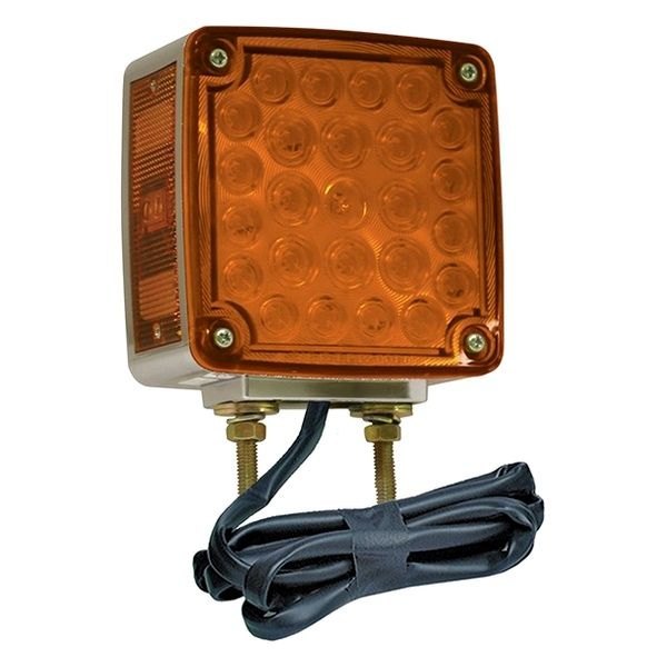 Hi Count Double-Face LED Stop Tail Turn Lights, Amber, Chrome, 12V, Pedestal Mount