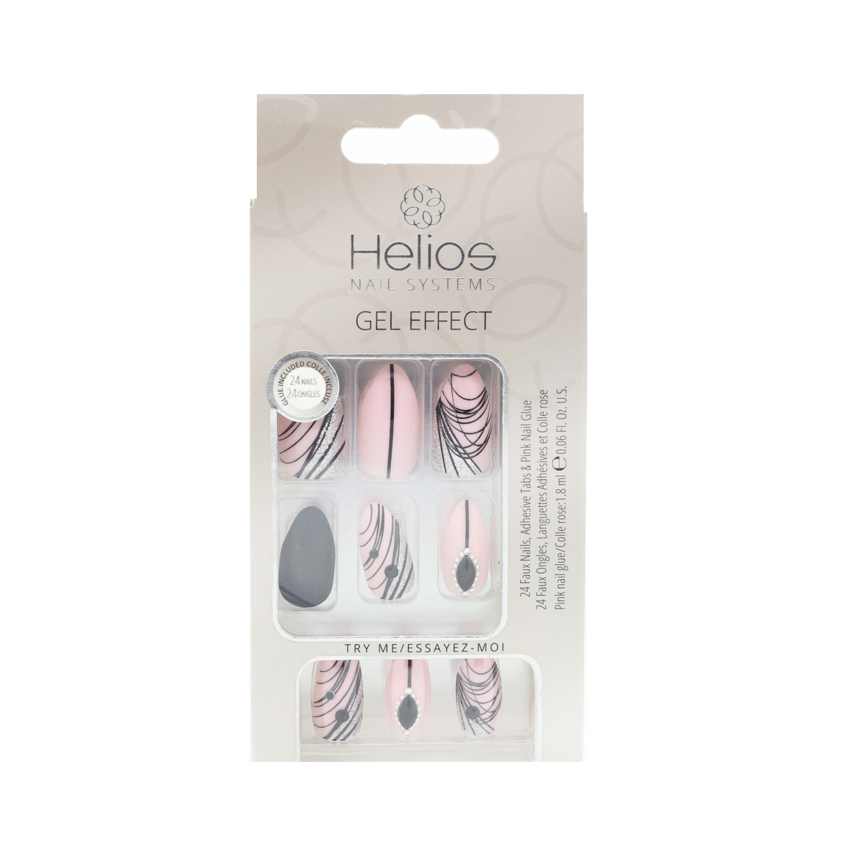 MNV3D149 Gel Effect Artificial Nails, Pink Spider - Stiletto Shape