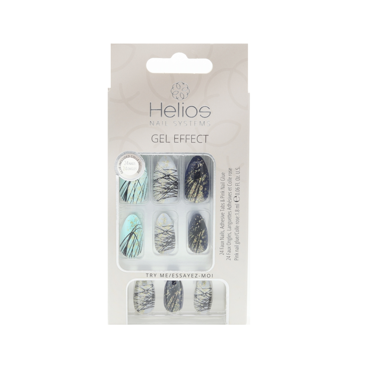 PDV1337 Gel Effect Artificial Nails, Mint Spider - Stiletto Shape