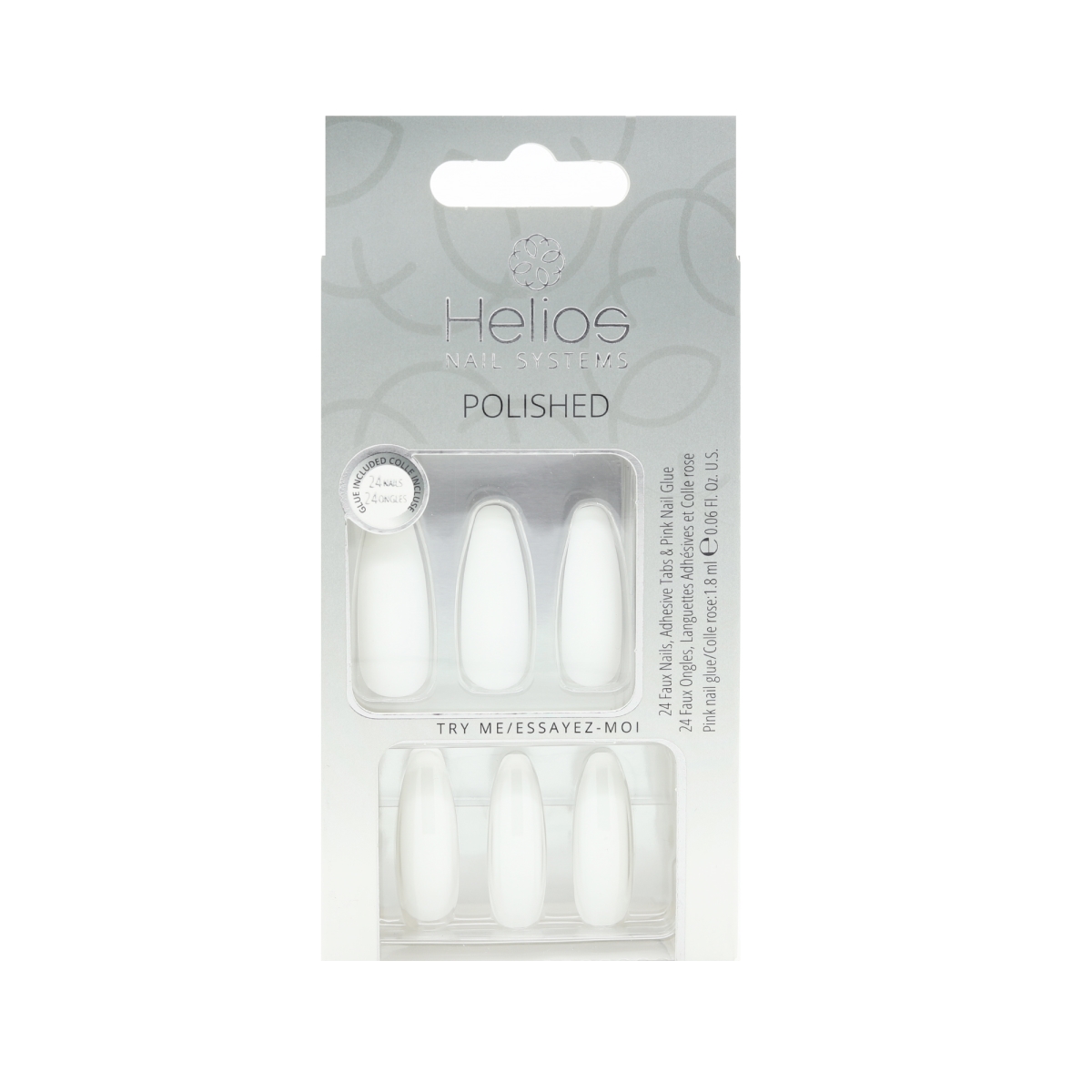 MNVT139 Polished Artificial Nails, White - Super Long Size
