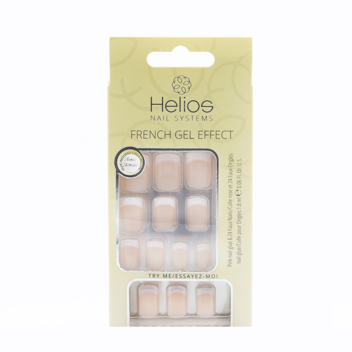 French Gel Effect Artificial Nails, Pink - Square Short Shape