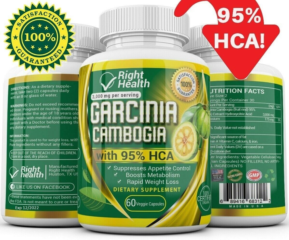 wws4 3000 mg Daily  Cambogia Hca 95 percent Weight Loss Diet Bottles 360 Capsules, Pack of 6 -  Garcinia