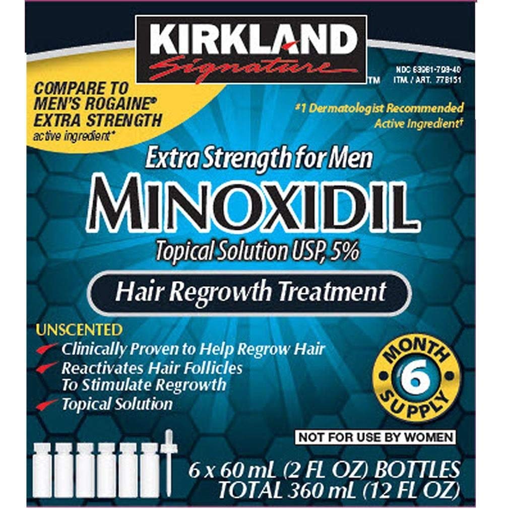Picture of Kirkland 5e8918ffa7d64950c0dc66b2 Men Minoxidil 5 percent 12 Months Hair Loss Regrowth Treatment Solution, Black