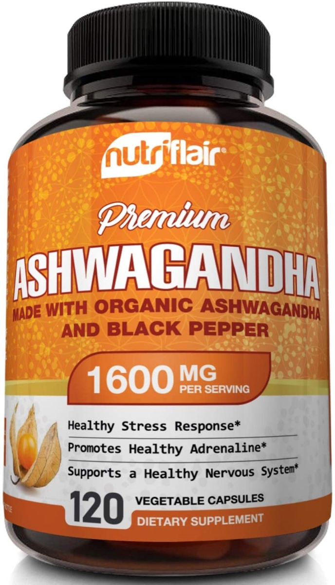 Picture of Pure kett8632 1600 mg Organic Ashwagandha 120 Capsules with Black Pepper Root Powder