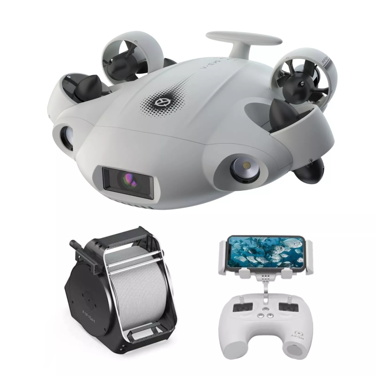 Picture of QYSEA FIFISH V-EVO Momiwanttoy  Underwater Drone with AI Vision Lock | 100M Tether & Spool In