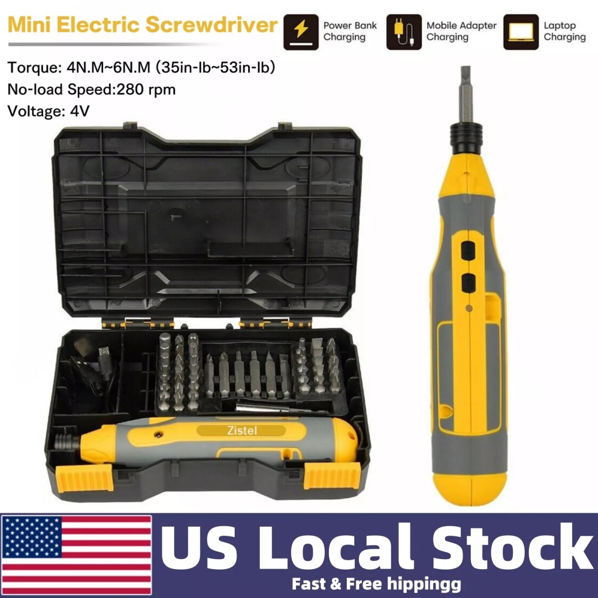 Picture of Zistel Mitel Mini Cordless Electric Screwdriver Kit Rechargeable Screwdriver Bit Set Power US