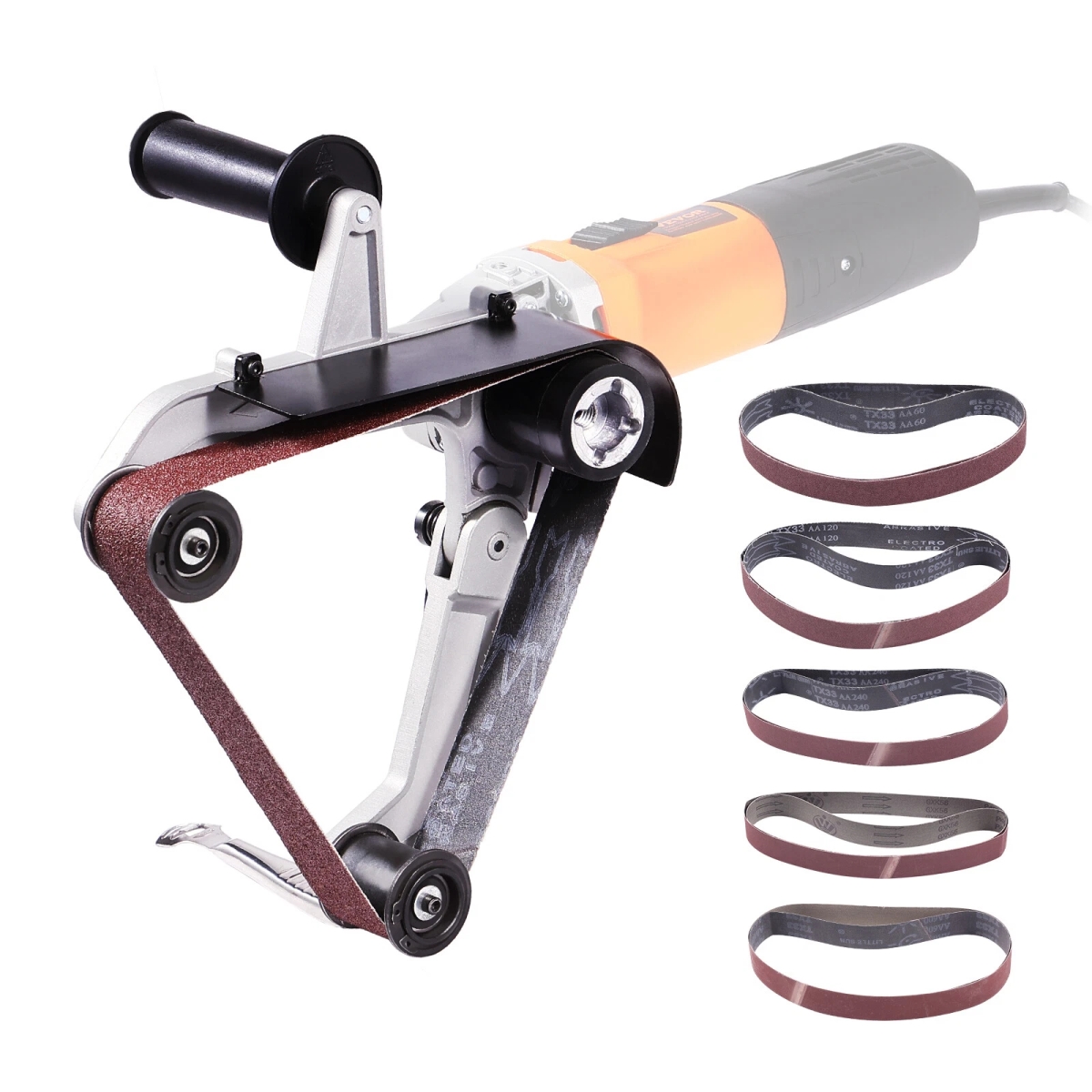 Picture of VEVOR Havie VEVOR Belt Sander Adapter for Angle Grinder Pipe Sanding Attachment 10PCS Belts