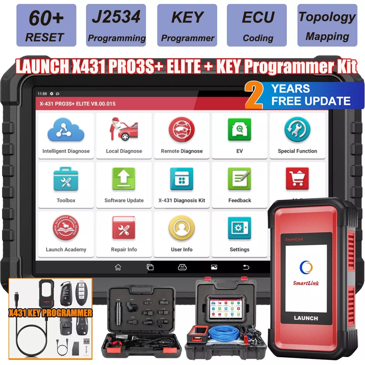 Launch Inthei LAUNCH X431 PRO3S V+ ELITE Pro 5 Diagnostic Tool J2534 Programming Coding