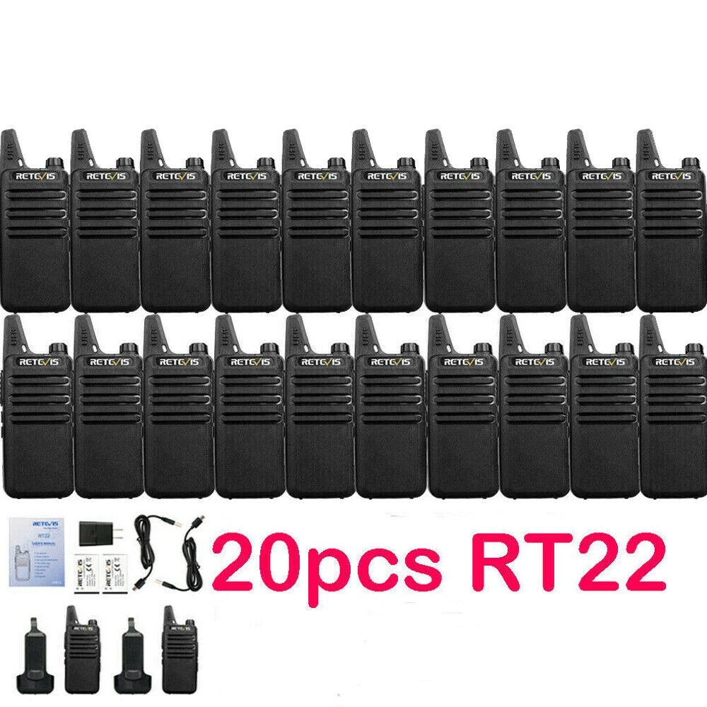 Picture of Retevis RT22 Long Range Walkie Talkies Retevis RT22 Rechargeable VOX For School/Hotel 20 Pack