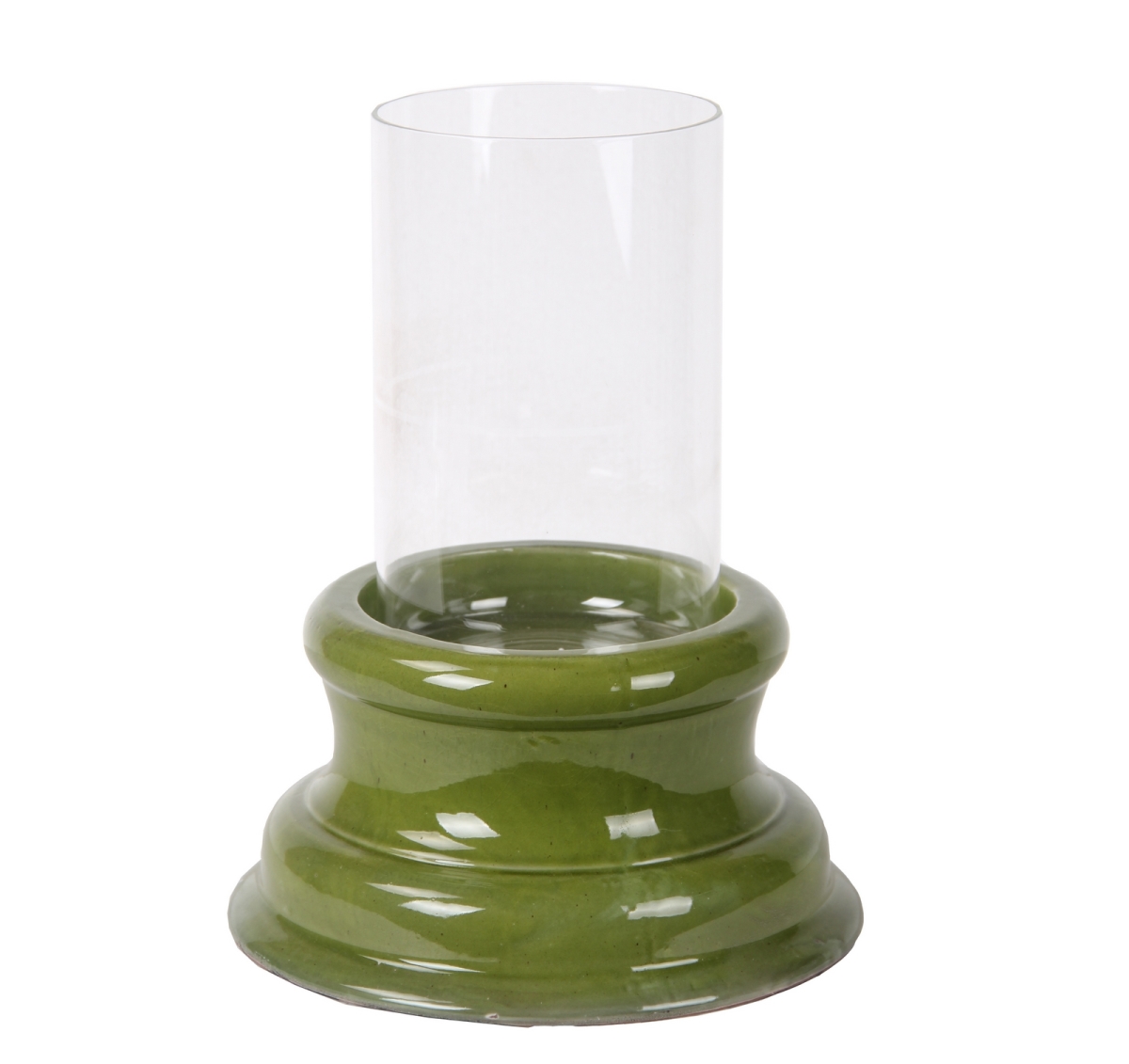 Ceramic & Glass Candle Holder - Green