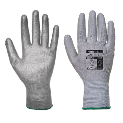 A120GRRL Gray Pu Palm Glove, Large