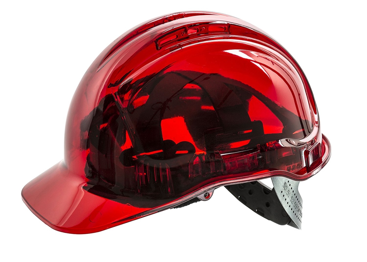 Picture of Portwest PV64RER Peak View Ratchet Translucent Hard Hat&#44; Red