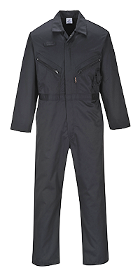 C813BKRXXXL Zip Boilersuit, Black - 3 Extra Large