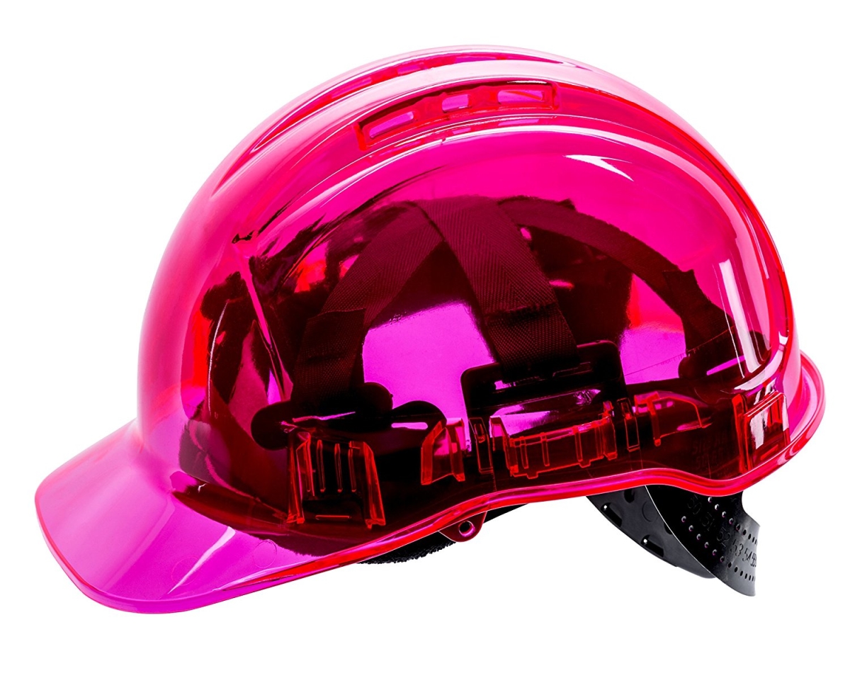 Picture of Portwest PV64PIR Peak View Ratchet Translucent Hard Hat&#44; Pink