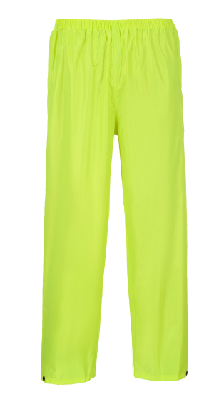 Rain Pants, 100% Polyester, PVC Coated, Elastic Closure, Yellow, Size XL