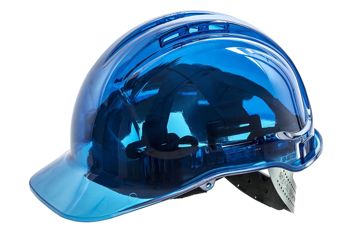 Picture of Portwest PV64BLU Peak View Ratchet Translucent Hard Hat&#44; Blue